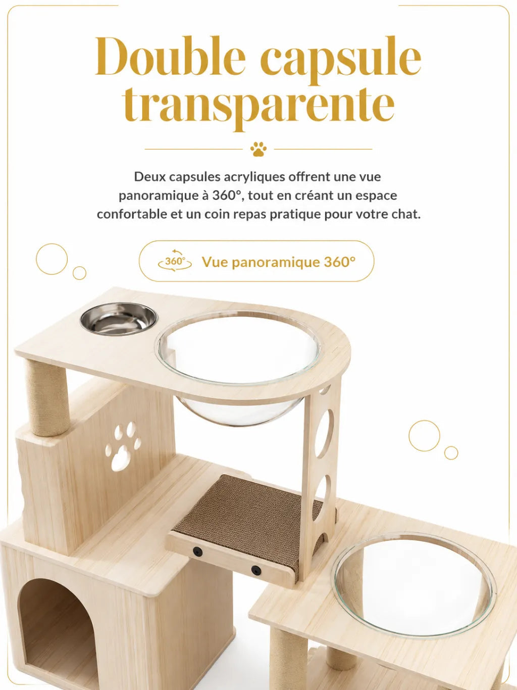 Niveaux de repos du grand arbre à chat bois Sylvoria pour chat d’intérieur
