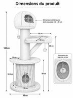 Dimensions du grand arbre à chat champignon vert Sylvaflore 148 cm avec base large