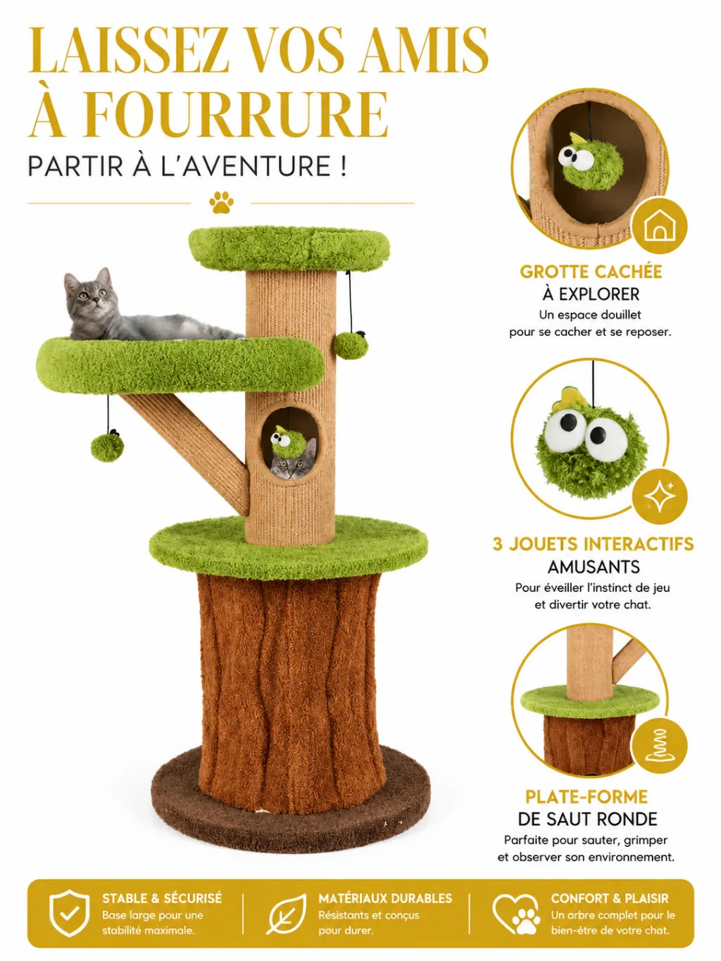 Niche tronc de l’arbre à chat Sylvaflore avec espace de repos et exploration