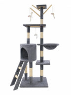 Grand arbre à chat gris Cimestria 139 cm avec niche et hamac