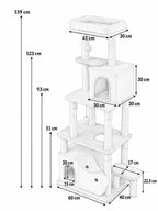 Dimensions du grand arbre à chat poisson Piscali 159 cm beige multi-niveaux