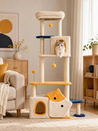 Grand arbre à chat poisson Piscali en intérieur pour grimper, jouer et observer