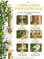 Fonctions pour grimper, griffer et se reposer sur le grand arbre à chat avec feuillage Arborévia