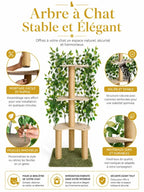 Structure stable et feuillage amovible du grand arbre à chat vert Arborévia avec détails de montage