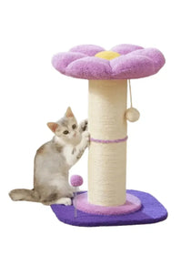 Griffoir Fleur pour Chat Violet avec Poteaux Doubles en Sisal | Floréa