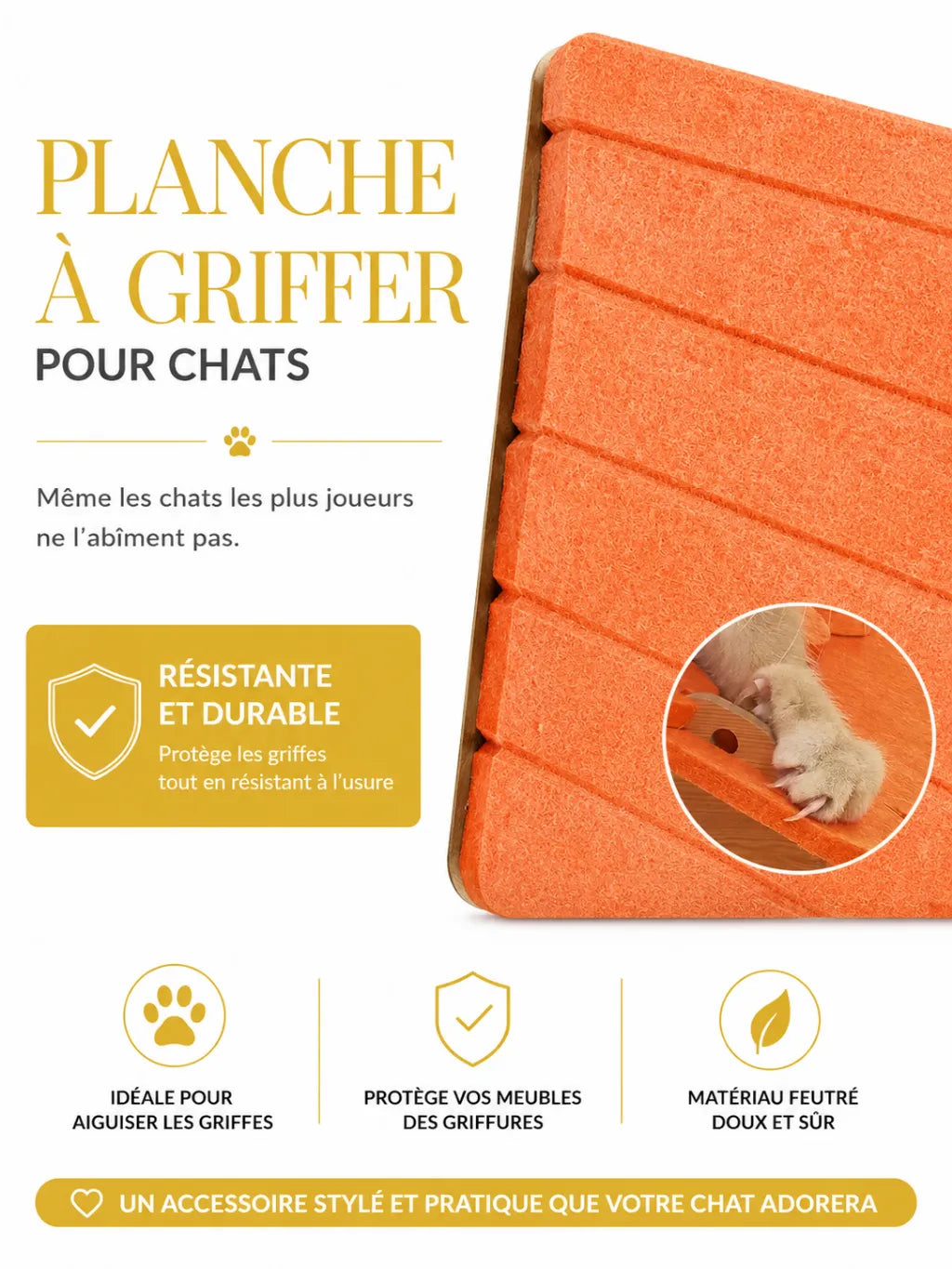 Planche à griffer Murfelys en feutre résistant pour chat