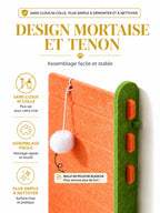 Assemblage tenon mortaise du griffoir mural chat orange et vert Murfelys