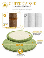 Sisal renforcé et base double stable du griffoir Palmésia