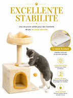 Base de 40 × 30 cm et poteau central en sisal du petit arbre à chat beige Nautélia