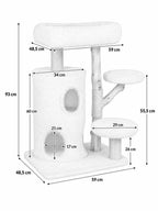 Dimensions 93 cm du petit arbre à chat bois naturel avec niche Alboria