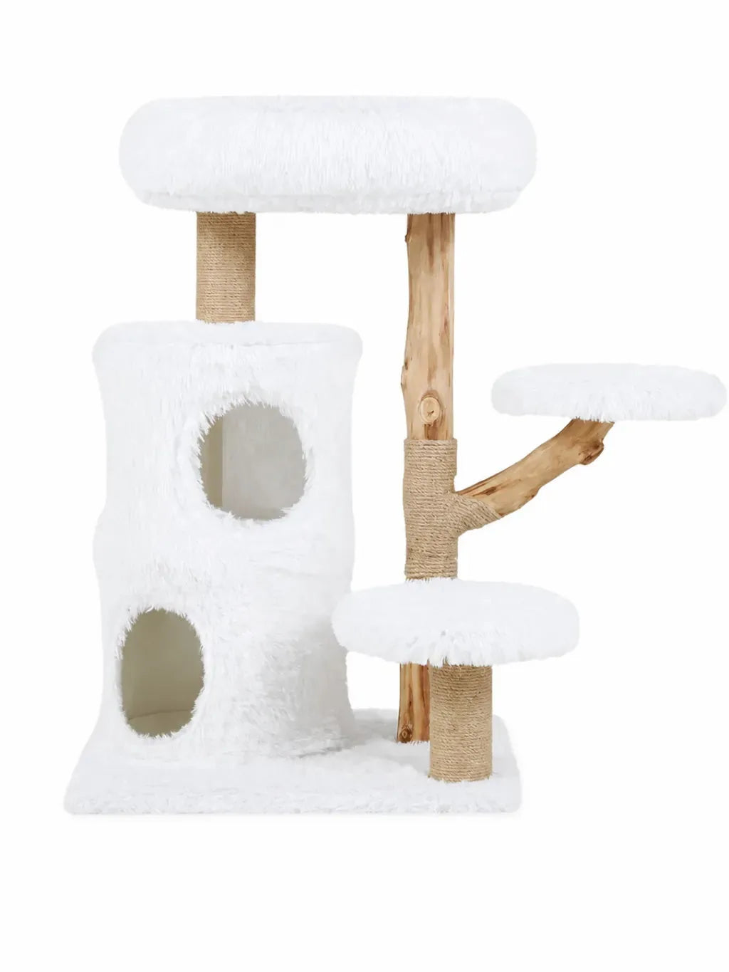 Petit arbre à chat bois naturel 93 cm avec niche Alboria, vue principale
