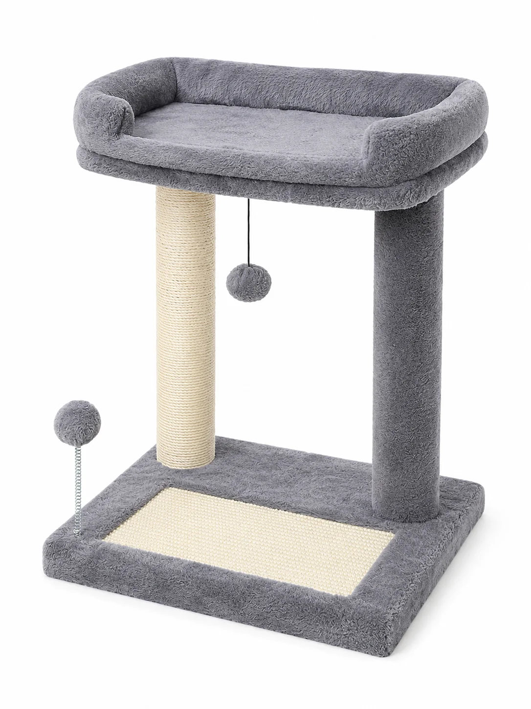 Petit arbre à chat gris Dorlésia 44 cm avec lit amovible