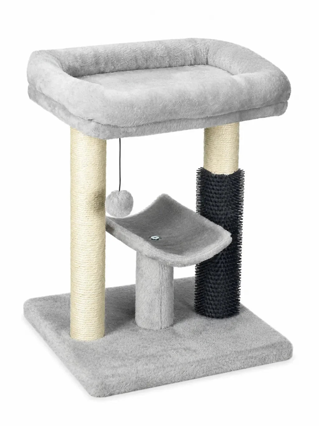 Petit arbre à chat gris Velouria 48 cm avec lit et brosse