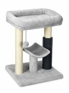 Petit arbre à chat gris Velouria 48 cm avec lit et brosse