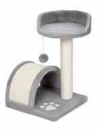 Petit arbre à chat gris Griselia 46 cm avec griffoir sisal et couchage haut