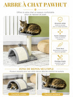 Griffoir sisal du petit arbre à chat gris Griselia avec poteau courbé