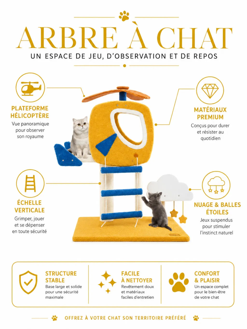 Plateforme hélicoptère de l’arbre à chat Aérolia pour observer et se percher