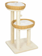 Petit arbre à chat rotin Tressélia de 75,5 cm avec deux paniers tressés, coussins et poteaux en sisal