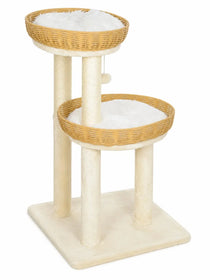 Petit Arbre à Chat Rotin 75,5 cm avec 2 Paniers | Tressélia