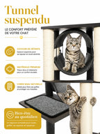 Tunnel suspendu et poteaux en sisal naturel de l'arbre à chat Novera